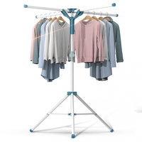 Uscator de  Rufe, Tip Umbrela, Pliabil, Telescopic, pentru Interior-Exterior, cu Patru Tije, Picior Anti-Alunecare, Inaltime Ajustabila, 108 pana la 165 cm