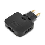 Adaptor Triplu Stecher Pentru Priza Techstar® TS-A3 Cu Rotire 180°, 250V, 10A, Compatibil EU/US, Negru