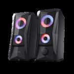 Boxe Trust GXT 606 Javv, iluminare RGB LED, putere maxima 12W, frecventa de raspuns 160 Hz - 20.000 Hz, audio input 3.5mm, negru, TRUST