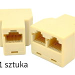 Splitter cabluri retea RJ45, 2 porturi, pini placati cu aur, 3,3 x 2,4 x 3cm, bej, Pro Cart