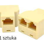 Splitter cabluri retea RJ45, 2 porturi, pini placati cu aur, 3,3 x 2,4 x 3cm, bej, Pro Cart