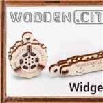 Set minimodele Widgets Wooden City, puzzle 3D, 29 piese, lemn natur