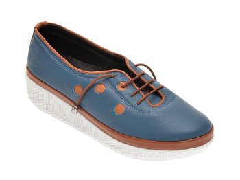 Pantofi PASS COLLECTION albastri, H17, din piele naturala