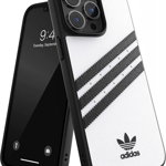 Husa de protectie pentru iPhone 14 Pro Max adidas, poliuretan, alb/negru, 6,7 inchi