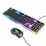 Set Tastatura + Mouse Hoco Gaming Luminare RGB Terrific Glowing GM11, Negru - 749598