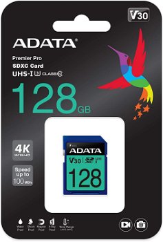 Card de memorie ADATA Premier Pro, 128GB, SDXC, UHS-I, U3, Clasa 10, ADATA