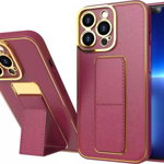 Husa telefon Kickstand, Hurtel, Silicon/TPU, Compatibila cu iPhone 13 Pro Max, Rosu