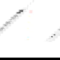 Prelungitor Hama 133757, 3 prize Schuko, Quick Charge, 1.4 m, Alb