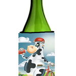 Caroline`s Treasures Vaca pe o bicicletă Ride sticla de vin băutură Izolator Hugger Multicolore Wine Bottle, 