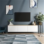 Comoda TV Neon, Inarch, 160x32x35 cm, alb/natural, Inarch
