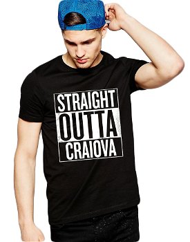Tricou negru barbati - Straight Outta Craiova, L