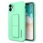 Husa Spate Wozinsky Compatibila Cu iPhone 12, Cu Stand Metalic Pe Spate, Protectie La Camera - Verde Menta, Wozinsky