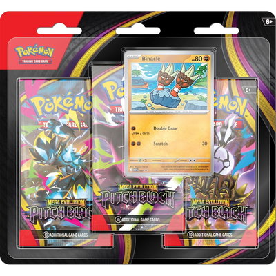 Set 3 pachete de carti, Pokemon TCG, Mega Evolution, Pitch Black, Blister, Binacle, Pokemon