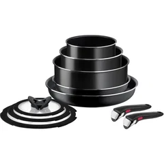Set vase TEFAL Easy Cook & Clean L1539053, 10 piese, 16-28cm, aluminiu, Thermo Signal, negru Set vase TEFAL Easy Cook & Clean L1539053, 10 piese, 16-28cm, aluminiu, Thermo Signal, negru