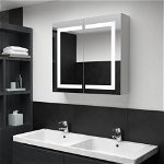 Dulap de baie cu oglindă și LED, 80 x 12,2 x 68 cm, Casa Practica