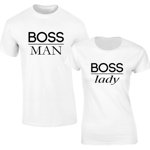 Set de tricouri albe Boss Man/Lady COD SA102, Zoom Fashion