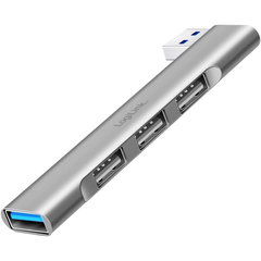 logilink USB HUB extern LOGILINK, porturi USB: USB-A 3.0 x 1 + USB-A 2.0 x 3, conectare prin USB-A, aluminiu, gri, logilink