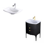 Set dulap baza suspendat Oristo Louis bleumarin 2 sertare cu lavoar alb 62 cm