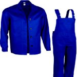 Costum protectie jacheta si pantaloni cu pieptar din bumbac albastru Marime M, Alte brand-uri