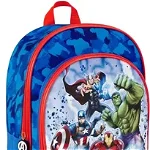 Ghiozdan copii pentru gradinita si scoala clasa 0-1, model Super Eroii Avengers, 36 cm inaltime, 2 buzunare cu fermoar, bretele ajustabile, albastru