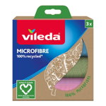 Set 3 lavete, Vileda, microfibra, multicolor, Vileda