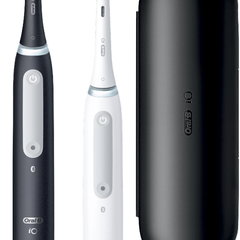 Periuta de dinti electrica Oral-B iO Series 4 Duo, set 2 bucati, negru si alb, 4 moduri de periaj, senzor de presiune