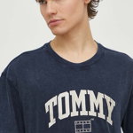 Tommy Jeans, Tricou de bumbac cu logo brodat, Bleumarin, S
