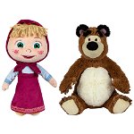 Set 2 jucarii din plus masha cu rochie 26 cm si ursul 25 cm, masha & the bear, Play by Play