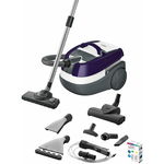 Aspirator cu spalare Bosch BWD41740, 1700 W, 5 L, Filtru Epa, Perie Turbo, tub telescopic din metal, Alb