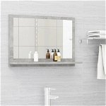 Dulap de baie cu oglindă, gri beton, 60 x 10,5 x 37 cm, PAL, Casa Practica