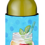 Caroline`s Treasures Mason Jar Cocktail Blue Polkadot sticla de vin Beverge Izolator Hugger Albastru Wine Bottle, 