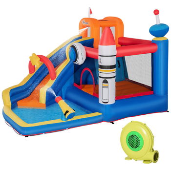 Castel gonflabil 5 in 1 Outsunny pentru copii cu geanta de transport 3,3x2,8x2m | Aosom Romania, Outsunny