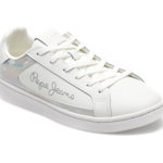Pantofi sport PEPE JEANS albi, LS31468, din piele ecologica, Pepe Jeans