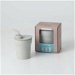 Pahar cu capac si pai antrenament bebelusi Miniware 1-2-3 Sip!, 100% din materiale naturale biodegradabile, Grey, Miniware
