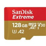 Card memorie SANDISK EXTREME microSDXC, 128GB, Clasa 10, UHS-I U3 + Adaptor SD