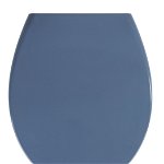 Capac de toaleta cu sistem de automat de coborare, Wenko, Samos Blue, 37.5 x 44.5 cm, duroplast, albastru, Wenko