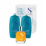 Set pentru par ondulat Alfaparf Curls Sampon 1000 ml + Balsam 1000 ml + Ulei pentru netezire 100 ml