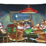 Caroline`s Treasures Carolines Comori 7416PW1216 Corgi Joc Poker Canvas Fabric decorative Pil Multicolore 12H x16W, 