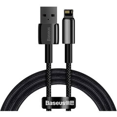 Cablu Date si Incarcare USB la Lightning Baseus Tungsten Gold, 2m, 2.4A, Negru CALWJ-A01, Baseus