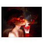 Tablou portret femeie visand neon rosu 2102 - Material produs:: Poster pe hartie FARA RAMA, Dimensiunea:: 60x80 cm, 