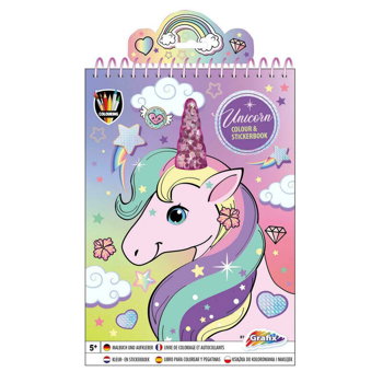 Carte de colorat A4 Unicorn cu stickere Grafix GR150052