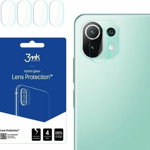 Set 4xFolie Protectie Sticla Flexibila 3MK pentru Camera Xiaomi Mi 11 Lite 5G, Structura Incasabila, 7H, 0.2 mm, 3MK