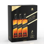 Johnnie Walker Black Label 12 ani Blended Scotch Whisky Gift Set 3x1L, Johnnie Walker