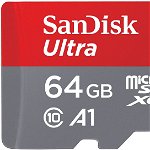 Card de memorie SanDisk Ultra microSDHC, 64GB, 120MB/s, A1 Class 10 UHS-I + SD Adapter