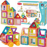 Set de constructie magnetica cu 56 piese, educativ si creativ, MAGNETIC CONSTRUCTION BLOCKS, oem