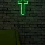 Decoratiune luminoasa LED, Cross Sign, Benzi flexibile de neon, DC 12 V, Verde, Neon Graph