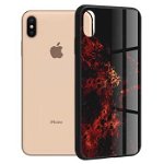Husa cu spate din sticla Techsuit - Glaze Series - iPhone XS Max - Red Nebula