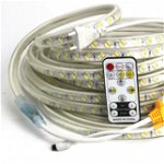 Banda LED FOLGEMIR, 5730 SMD 120 LED-uri/m banda usoara, iluminare 220 V 230 V, tub de iluminat impermeabil cu telecomanda IR, 3 culori pe banda, 8 m