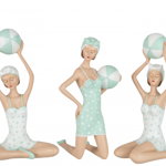 Set 3 figurine Woman Bathing Suit Sitting, Rasina, Albastru deschis, 13x13.5x24 cm, Jolipa