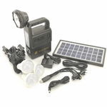 Sistem Solar Portabil Gdlite, Port Usb, Lanterna 2 X Cob, 3 Becuri Puternice Incluse, Frecventa 110-240v, 50/60hz, Baterie Reincarcabila, 9v/3.5w-7w, Negru, GDLITE